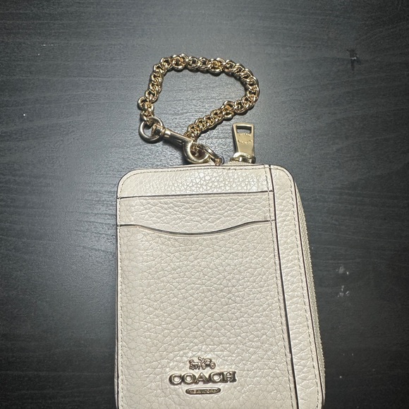 Coach Cream Leather Keychain Wallet - Picture 1 of 5